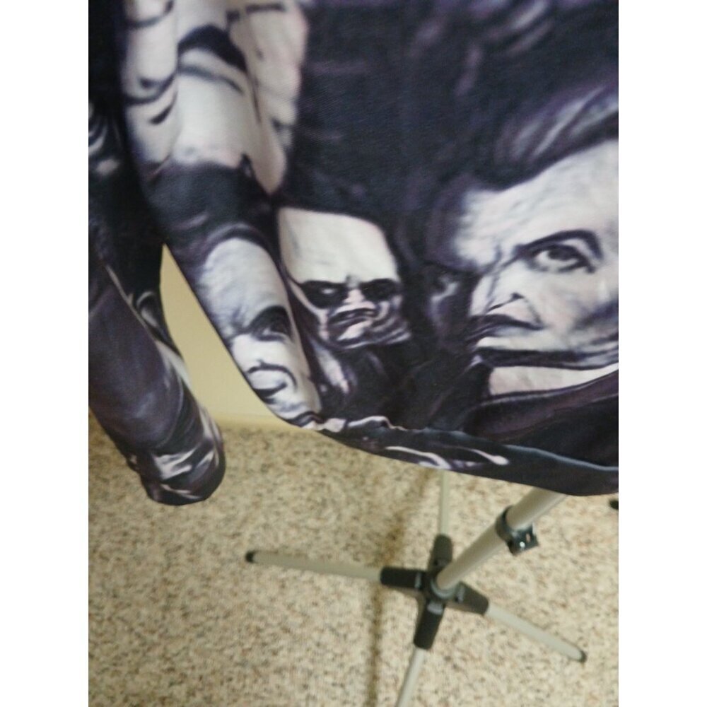 " HORROR HOODIE " UNISEX MEDIUM SIZE BLACK AND WHITE NYLON BLEND PULLOVER - Picture 12 of 14